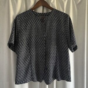 Christie & Jill Blouse‎ Women Size 10 Black And White Top Short Sleeves
